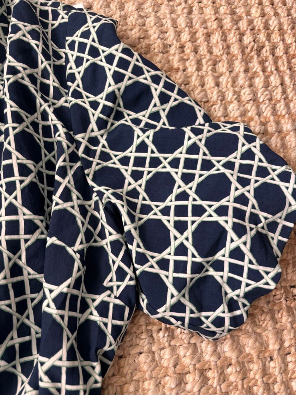 NWT Crown & Ivy Navy Geometric Belted Shirt Dress Midi Coastal Preppy Tuckernuck - Picture 4 of 10